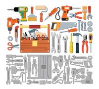 MAYJOYDIY Tournevis Boîte à Outils Matrices de Découpe en Métal Pinces Perceuse Électrique Matrices de Découpe pour Bricolage Fabrication de Cartes Album Décorations de Cadeaux Festifs