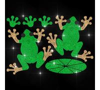 MAYJOYDIY Transfert thermocollant, motif grenouille verte et feuille de lotus avec strass thermocollants, pour jeans, vestes, casquettes, sacs, t-shirts, chaussures