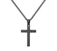 Maykafay Collier Croix Homme, Chaine Pendentif Croix Acier Inoxydable, Collier Homme avec Pendentif Chaîne pour Hommes Femme, Noir