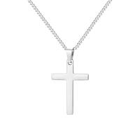Maykafay Collier Croix Homme, Chaine Pendentif Croix Acier Inoxydable pour Hommes Femme, Argent