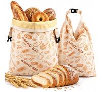 maykawe, 2 Sac Cire d Abeille Pain, Sac à Pain avec Fermeture à glissière | sac cire 43 × 30 cm, réutilisable, préserve la fraîcheur du pain, sac a pain tissu pour la cuisine, la maison et les voyages