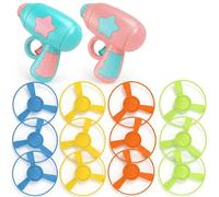 maykawe Lot de 14 jouets interactifs pour chat - Hélice volante - Jouet pour chats et chatons - Lanceur de pistolet avec 12 disques volants colorés - Exercice d'intérieur - Jouets d'entraînement de
