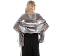 Maylife Châle soyeux irisé pour mariages, demoiselles d'honneur, soirées, bals et fêtes 24 couleurs - Argenté - Taille unique