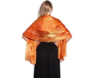 Maylife Châle soyeux irisé pour mariages, demoiselles d'honneur, soirées, bals et fêtes 24 couleurs - Orange - Taille unique