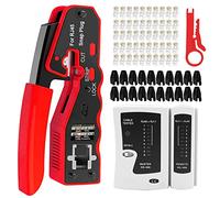 MAYLINE Appareil de test de câble réseau RJ11 RJ45 Cat5 Cat6 Outils de réparation de câble réseau Coupe-dénudage de câble Cat6e Câble de Dénudage de câble Cat6e Sertissage Connecteur coaxial (Rouge)