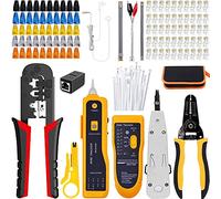 MAYLINE CAT5 CAT6 Testeur de RJ45 Pince à Sertir de Network Réseau Cable Kit d'outils de Réparation d'Ordinateur RJ11 RJ12 Professional Maintenance de Testeur de Câble LAN (Rouge)