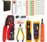 MAYLINE Pince à Sertir de CAT5 CAT6 RJ45 Testeur de Network Réseau Cable Kit d'outils de Réparation d'Ordinateur RJ11 RJ12, Professional Maintenance de Testeur de Câble LAN(Rouge)