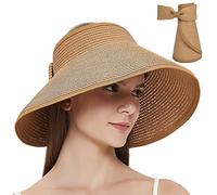 Maylisacc Open Top Chapeau pour Été Pliable Chapeau de Paille avec Bord Large Kaki UPF 50+