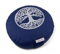 Maylow - Yoga avec cÅ“ur Coussin de méditation - Yoga Coussin avec broderie Arbre de Vie 33 x 15 cm - Bio Vannure d'épeautre Premium - Housse, coutil et Vannure d'épeautre sont lavable Bleu