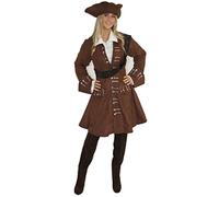 MAYLYNN 16536-L - Costume de pirate pour femme - Costume de pirate marron - Veste et chapeau - Taille : L