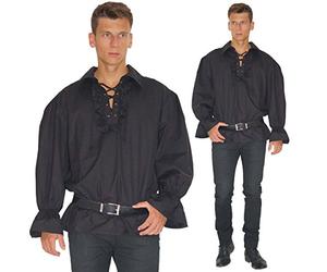 Maylynn - Chemise à Jabot - médiéval/Pirate - Coton - Noir - M