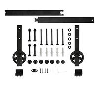 MAYMA 183cm Système de Porte Coulissante,Kit Porte Coulissante de Grange,Quincaillerie Kit de Rail pour Porte Coulissante,Kit de Rail pour Porte Coulissante,Rail+2 Roulette