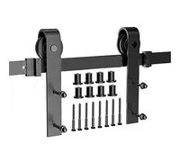 MAYMA 300CM Kit Porte Coulissante de Grange,Quincaillerie Kit de Rail pour Porte Coulissante,Système de Porte Simple Coulissante, Kit de Rail pour Porte Coulissante,Rail+2 Roulette
