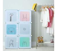 MAYMA Armoire Penderie Modulable, Armoire Chambre Portable, Étagère de Rangement avec Portes, Penderies Repliables en Plastique, Meuble de Rangement Cube DIY (74 * 37 * 110cm/bleu)