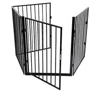 MAYMA Barrière de sécurité pour enfants et animaux de compagnie avec porte 240 cm en métal pour cheminée, protection pour animaux, 4 pièces, noir