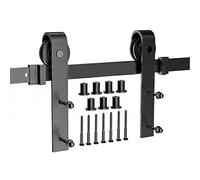 MAYMA Système de Porte Coulissante, Kit Porte Coulissante de Grange, 244cm, Rail+2 Roulette, Acier au Carbone, Rustique