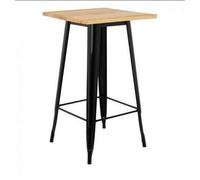 MAYMA Table de Bar Bois métal Table Mange Debout Fer Design Industriel Table Haute de Bistro,Table Haute carrée 60 * 60 * 110cm Mange Debout Style Industriel en métal,pour 2 à 4 Personnes