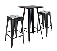 MAYMA Table de Bar Haute en Bois et Métal,60 * 60 * 110cm,Table Haute Cuisine Carrée,Table de Bistrot Tendance au Design Industriel,pour 2 à 4 Personnes