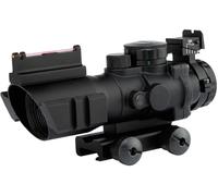 MAYMOC Lunette de visée à Prisme 4x32 avec réticule illuminé Rouge, Vert et Bleu et Fibre Optique