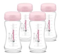 Maymom biberon col large 280 ml pour conservation du lait, avec capuchon de transport et anneau d’étanchéité, accessoire compatible avec systèmes Natural Classic Luna Mya, lot de 4