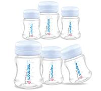 Maymom biberon col large pour conservation du lait avec capuchon de transport et anneau d’étanchéité, accessoire compatible avec tire-laits S1 S2 et biberons Natural Classic, 140 ml, lot de 6