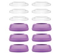 Maymom Disques de Scellement et Bouchons pour Biberons Lansinoh, 6 Disques + 6 Bouchons Violets, Sans BPA