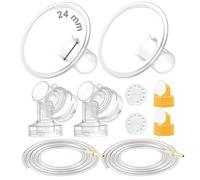 Maymom kit tire-lait 24 mm compatible avec Medela Pump in Style Advanced, 2 téterelles deux pièces, 2 valves, 4 membranes, 2 tubes, accessoire compatible non original