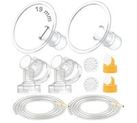 Maymom kit tire-lait compatible avec Medela Pump in Style Advanced, 2 téterelles deux pièces, 2 valves, 4 membranes, 2 tubes, accessoire compatible non original,19 mm