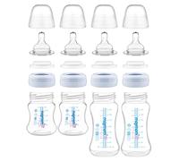 Maymom Lot de 2 biberons à large goulot avec tétine, bouchon dôme, disque SureSeal - Compatible avec les pompes Spectra/Luna - 140 ml - 2 pièces et 280 ml