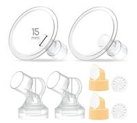 Maymom pièces de tire-lait avec 2 téterelles détachables de 15 mm, avec valve, membrane et connecteur Maymom, compatibles avec les tire-lait Medela