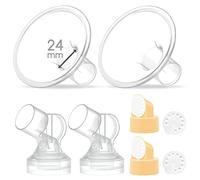 Maymom pièces de tire-lait avec 2 téterelles détachables de 24 mm, avec valve, membrane et connecteur Maymom, compatibles avec les tire-lait Medela
