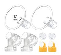Maymom téterelles deux pièces 17 mm, lot de 2, avec connecteurs de base incluant valve et membrane, compatibles avec les tire-lait Medela