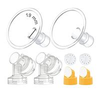 Maymom téterelles deux pièces 19 mm, lot de 2, avec connecteurs de base incluant valve et membrane, compatibles avec les tire-lait Medela