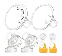Maymom téterelles deux pièces 24 mm, lot de 2, avec connecteurs de base incluant valve et membrane, compatibles avec les tire-lait Medela