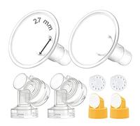 Maymom téterelles deux pièces 27 mm, lot de 2, avec connecteurs de base incluant valve et membrane, compatibles avec les tire-lait Medela