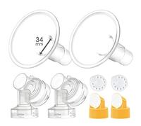 Maymom téterelles deux pièces 34 mm, lot de 2, avec connecteurs de base incluant valve et membrane, compatibles avec les tire-lait Medela