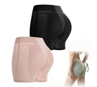 MAYNUO Boxer en Latex pour Femme avec Fausses Fesses,Short sans Couture pour rehausseur de Fesses,Culotte rembourrée pour rehausseur de Hanches (2 pièces-A,S)