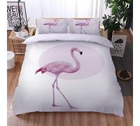 MAYNUO Housse Couette 1 Personne 3D Flamant Rose Housse De Couette avec Fermeture Éclair + 2 Taies d'oreiller 65x65 Cm Housse De Couette 140x200 Cm Parure De Lit 1 Personne en Microfibre