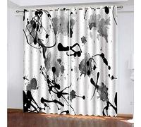 MAYNUO Rideaux Chambre Adulte 3D Graffiti Noir Et Blanc Rideaux Salon Moderne Décoration De Fenêtre Draperies 264x240 Cm Moderne Isolant Thermique, Lot De 2 Rideaux Occultants, A Oeillet avec Motif