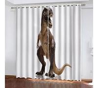MAYNUO Rideaux Chambre Fille 3D Animaux Simples : Dinosaures Lot De 2 Rideau Occultant À Oeillets Chambre Enfant 200x200 Cm Fenêtre De Salon Moderne, Thermique Isolant Anti Froid, Décoration