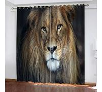 MAYNUO Rideaux Chambre Fille 3D Animaux Simples : Lions Lot De 2 Rideau Occultant À Oeillets Chambre Enfant 200x200 Cm Fenêtre De Salon Moderne, Thermique Isolant Anti Froid, Décoration