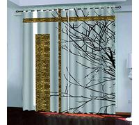 MAYNUO Rideaux Chambre Fille 3D Arbre Abstrait en Noir Lot De 2 Rideau Occultant À Oeillets Chambre Enfant 200x200 Cm Thermique Isolant Anti Froid, Décoration Fenêtre De Salon Moderne