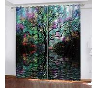 MAYNUO Rideaux Chambre Fille 3D Arbres Multicolores Abstraits Lot De 2 Rideau Occultant À Oeillets Chambre Enfant 200x200 Cm Fenêtre De Salon Moderne, Thermique Isolant Anti Froid, Décoration