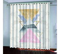MAYNUO Rideaux Chambre Fille 3D Ardoise Triangulaire Géométrique Lot De 2 Rideau Occultant À Oeillets Chambre Enfant 200x200 Cm Fenêtre De Salon Moderne, Thermique Isolant Anti Froid, Décoration