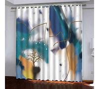 MAYNUO Rideaux Chambre Fille 3D Art Abstrait Doré Lot De 2 Rideau Occultant À Oeillets Chambre Enfant 200x200 Cm Fenêtre De Salon Moderne, Thermique Isolant Anti Froid, Décoration