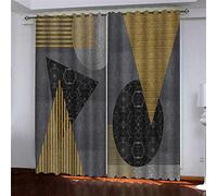 MAYNUO Rideaux Chambre Fille 3D Art Géométrique Doré Lot De 2 Rideau Occultant À Oeillets Chambre Enfant 200x200 Cm Fenêtre De Salon Moderne, Thermique Isolant Anti Froid, Décoration