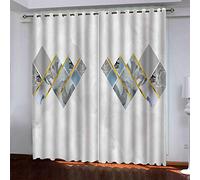 MAYNUO Rideaux Chambre Fille 3D Art Géométrique Gris Lot De 2 Rideau Occultant À Oeillets Chambre Enfant 200x200 Cm Fenêtre De Salon Moderne, Thermique Isolant Anti Froid, Décoration