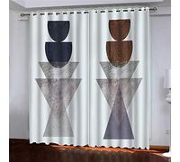 MAYNUO Rideaux Chambre Fille 3D Art Géométrique Gris Simple Lot De 2 Rideau Occultant À Oeillets Chambre Enfant 200x200 Cm Fenêtre De Salon Moderne, Thermique Isolant Anti Froid, Décoration