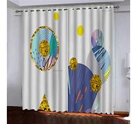 MAYNUO Rideaux Chambre Fille 3D Cercles Géométriques Dorés Lot De 2 Rideau Occultant À Oeillets Chambre Enfant 200x200 Cm Fenêtre De Salon Moderne, Thermique Isolant Anti Froid, Décoration