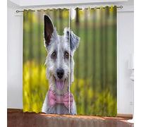 MAYNUO Rideaux Chambre Fille 3D Chien Gris Lot De 2 Rideau Occultant À Oeillets Chambre Enfant 200x200 Cm Fenêtre De Salon Moderne, Thermique Isolant Anti Froid, Décoration